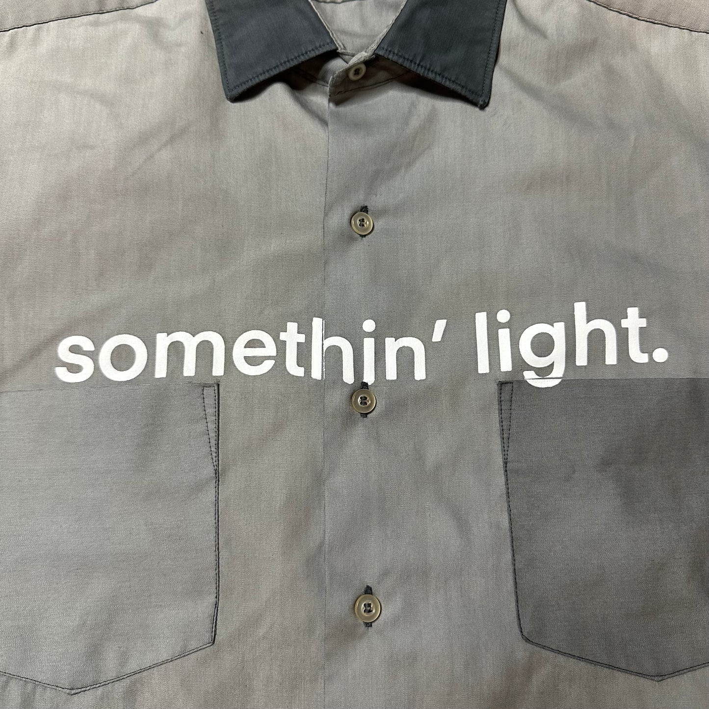 “somethin’ light” Sun Faded Box Cut Button Up